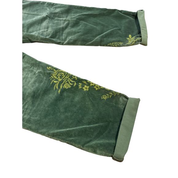 Pilcro for Anthroplogie Velvet Green Emroidered The Wanderer Pants - Picture 12 of 14